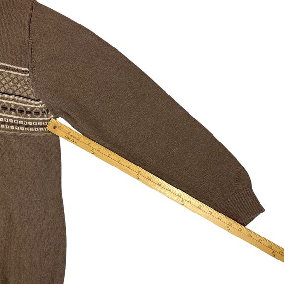 Oscar De La Renta Sweater Mens XL Brown Tight Knit Old Money Preppy Quarter Zip - Picture 12 of 14